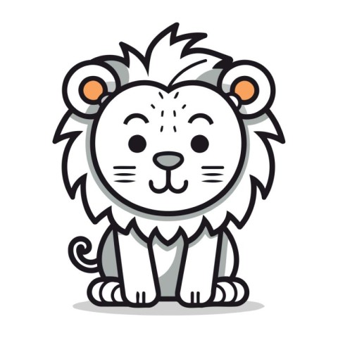 Lion character cartoon vector illustration. Cute wild animal mas