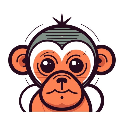 Monkey head. Vector illustration in cartoon style. Isolated on w