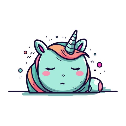 Cute cartoon unicorn. Vector illustration in doodle style.