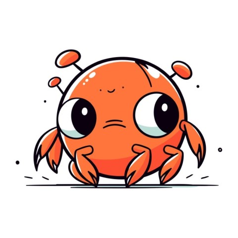 Cute cartoon crab. Vector illustration. Isolated on white backgr