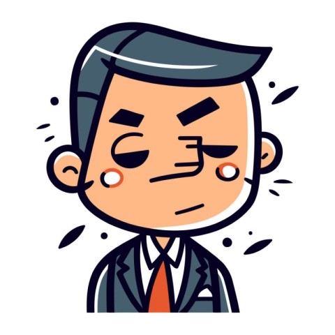 Angry businessman cartoon character vector illustration. Stresse