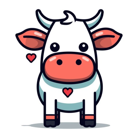 Cute Cow Cartoon Character Vector Illustration. Cute Farm Animal