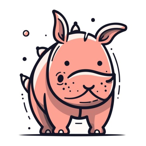 Cute hippopotamus. Vector illustration in line art style.