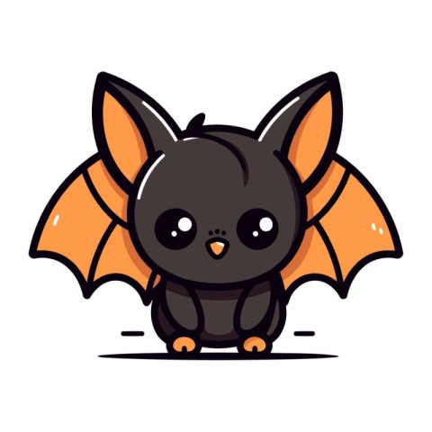 Cute cartoon bat. Vector illustration. Isolated on white backgro