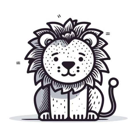 Cute cartoon lion. Vector illustration isolated on a white backg