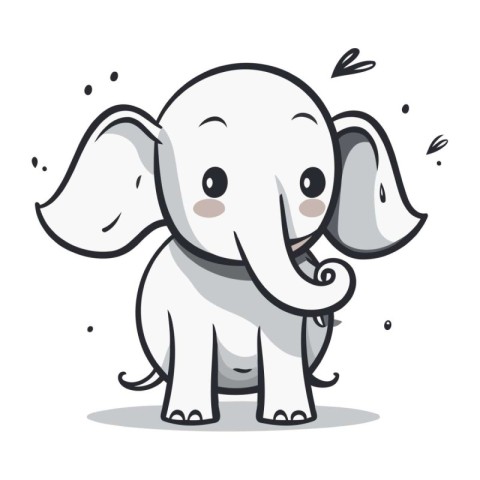 Cute elephant character cartoon vector illustration. Cute little