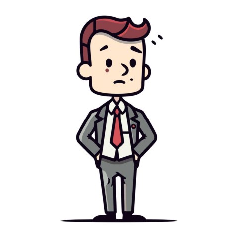 Businessman standing with his hands on his waist. Vector illustr