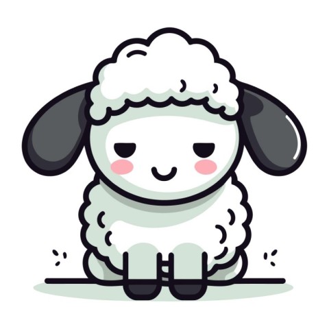 Cute cartoon sheep. Vector illustration isolated on a white back