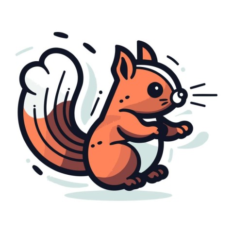 Squirrel vector illustration. Cute cartoon animal character. Han