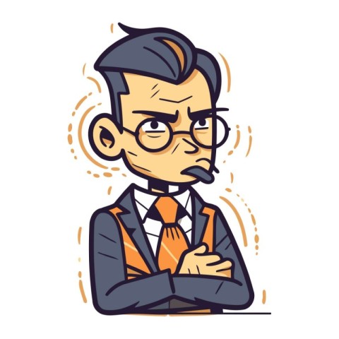 Vector illustration of a man in a suit and glasses. Cartoon styl