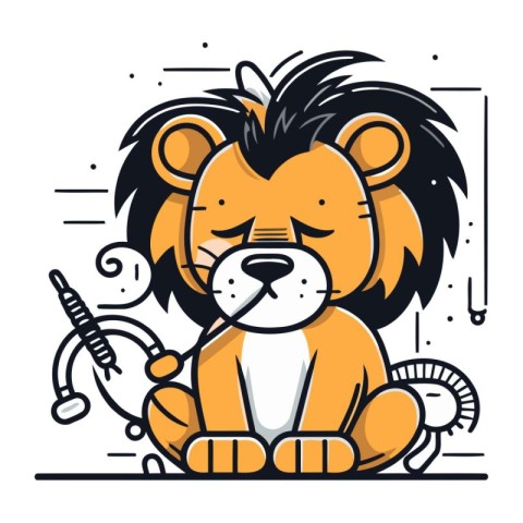 Vector illustration of Cartoon lion. Isolated on a white backgro