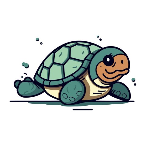 Cute Cartoon Turtle Vector Illustration. Cute Cartoon Turtle Cha