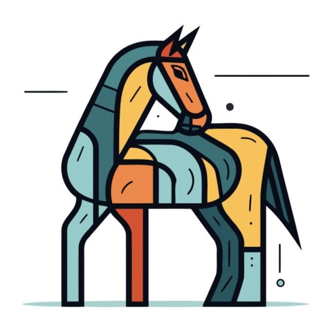 Vector illustration of a horse in a flat style. Line art.