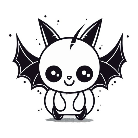 Cute cartoon bat. Vector illustration isolated on a white backgr