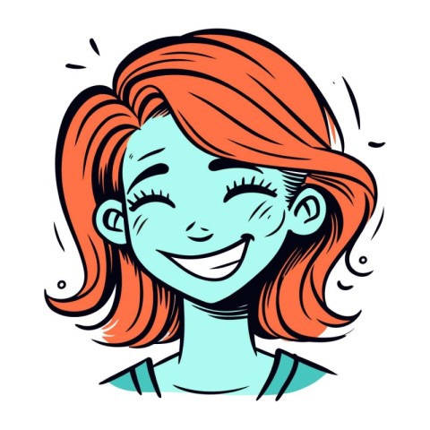 Smiling girl with red hair. Vector illustration in comic style.