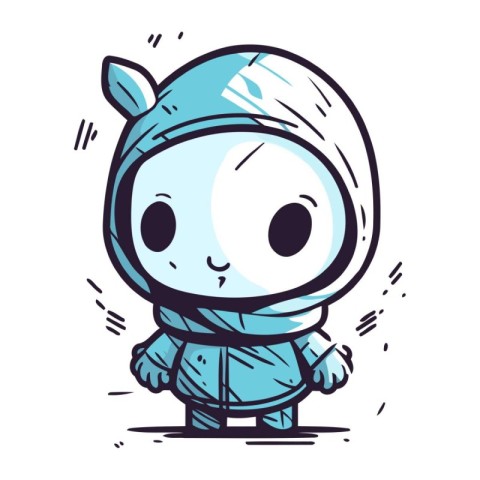 Cute cartoon astronaut in space suit. Hand drawn vector illustra