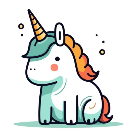 Cute cartoon unicorn. Vector illustration isolated on a white ba