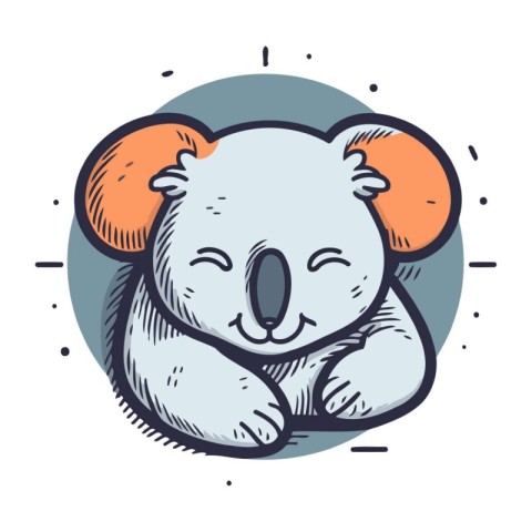 Cute koala. Hand drawn vector illustration in cartoon style.