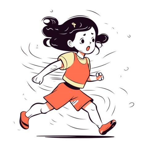 Running girl. Vector illustration of a girl running in a hurry.