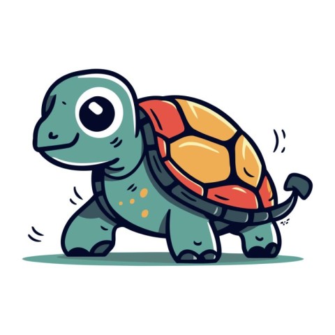 Cute cartoon turtle. Vector illustration isolated on a white bac