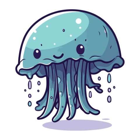 Cartoon jellyfish. Vector illustration of a cute jellyfish.