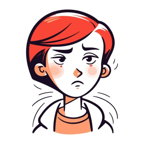 Vector illustration of a teenage girl with a sad expression on h