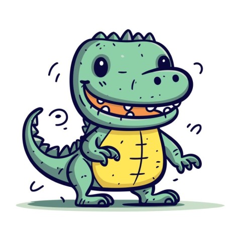 Cute Cartoon crocodile. Vector illustration on a white backgroun