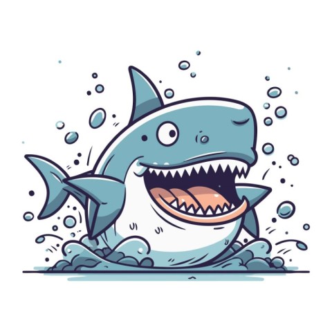 Cartoon shark. Vector illustration. Isolated on white background