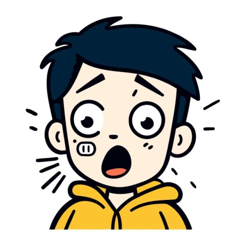 Illustration of a boy with a surprised expression on his face.