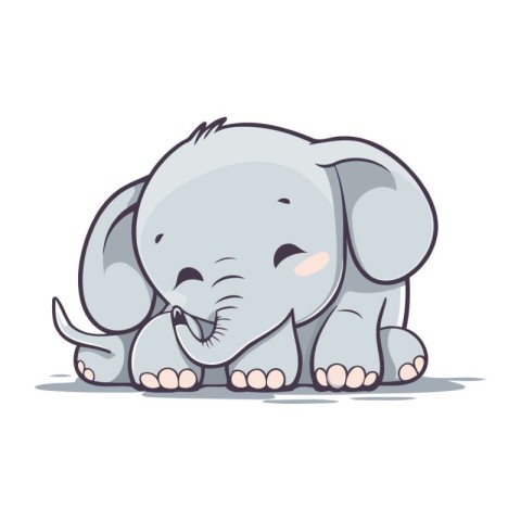 Cute little elephant. Vector illustration. Isolated on white bac