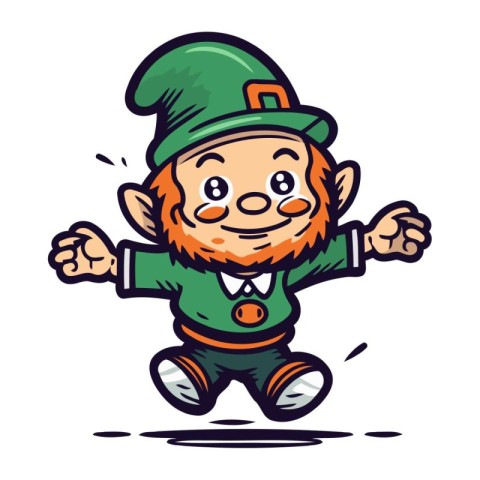 Leprechaun Running Vector Illustration. Cartoon Style.