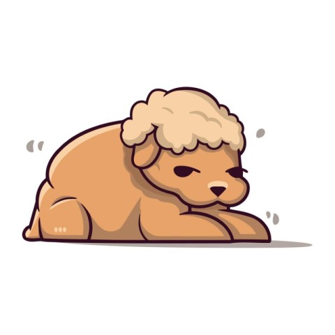 Cute dog sleeping on the floor. Vector illustration in cartoon s