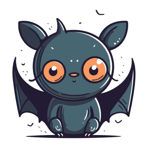 Cute cartoon bat. Vector illustration isolated on a white backgr