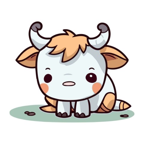 Cute cartoon cow. Vector illustration isolated on a white backgr