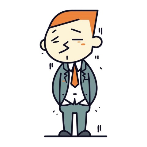 Businessman feeling sad and depressed. Vector illustration in th