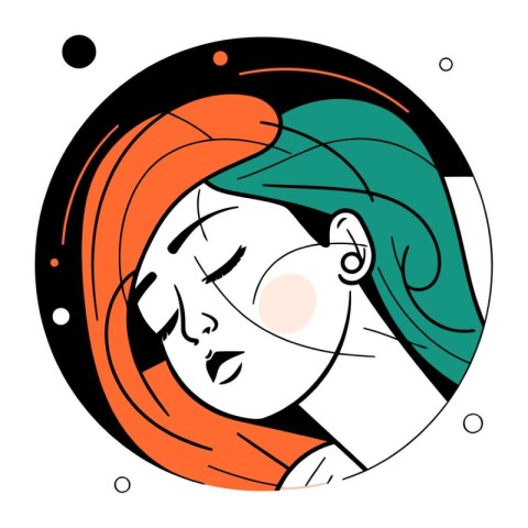 Vector illustration of a girl with closed eyes in a headscarf