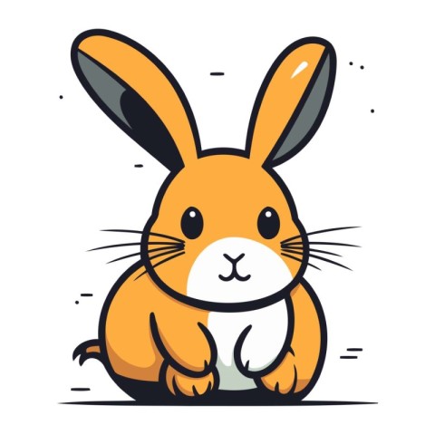 Cute cartoon rabbit. Vector illustration. Isolated on white back