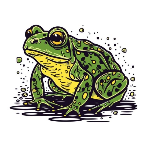 Frog. Hand drawn vector illustration. Isolated on white backgrou