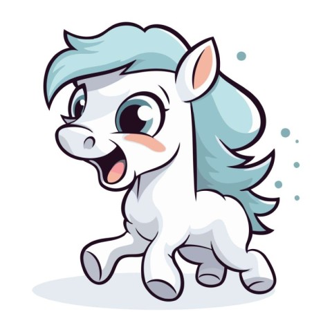 Cute cartoon horse. Vector illustration isolated on a white back