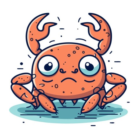 Crab character. Vector illustration in cartoon style. Isolated o