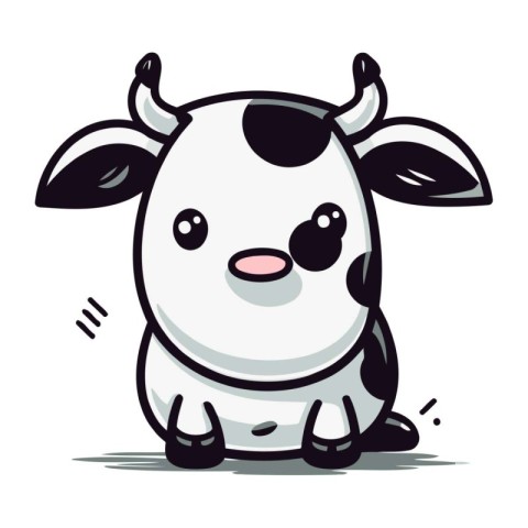 Cute cartoon cow. Vector illustration isolated on a white backgr