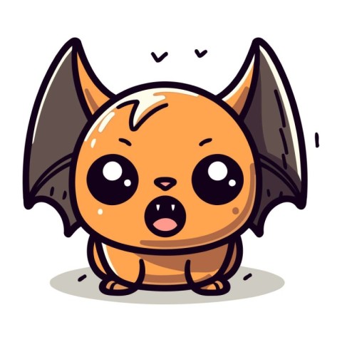 Cute Bat Cartoon Character Vector Illustration. Cute Bat Charact