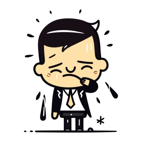 Businessman Crying   Cartoon Vector Illustration