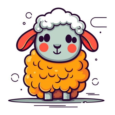 Funny cartoon sheep. Vector illustration. Cute character for kid