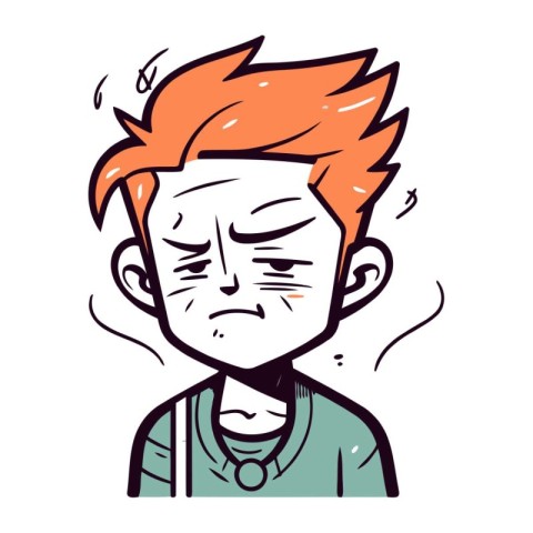 Angry man with red hair. Vector illustration in cartoon style.