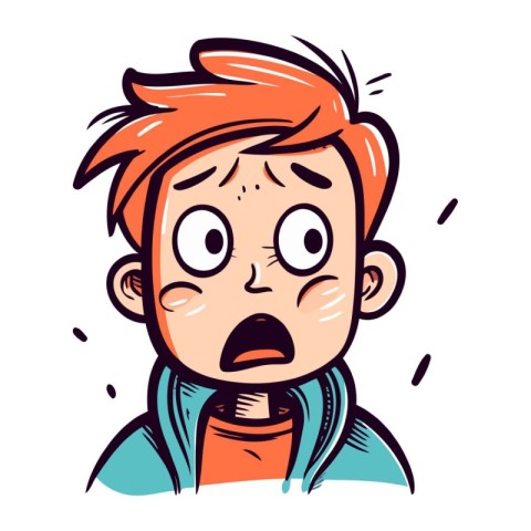 Illustration of a boy with a surprised expression on his face.