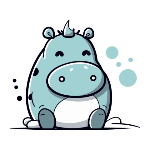 Cute cartoon hippopotamus. Vector illustration on white backgrou