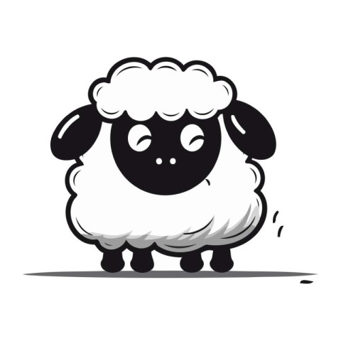 Vector illustration of a cute cartoon sheep. Isolated on a white