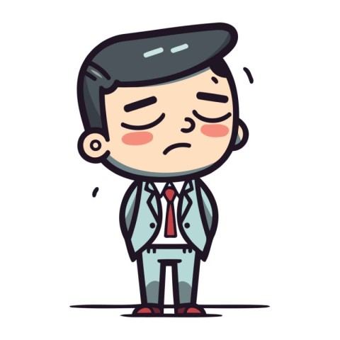 Sad Businessman   Cartoon Vector Illustration of Stressed Busine