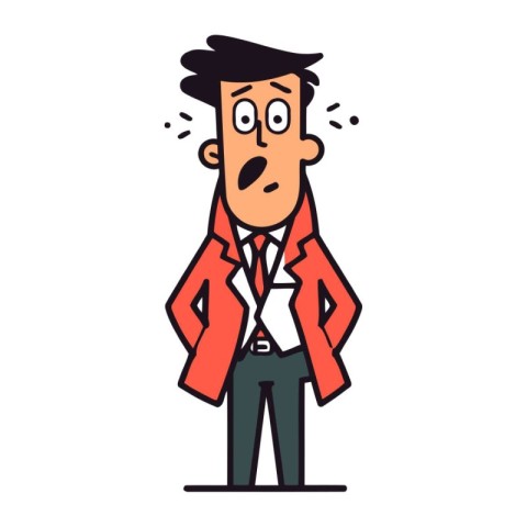 Vector illustration of a man in a suit with a sad face.